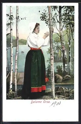 AK Dalarne Orsa, schwedische Frau in Tracht