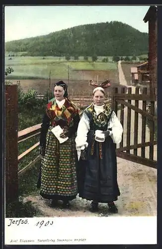 AK Jerfsö, schwedische Frauen in Tracht