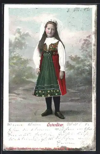 AK Österaker, schwedisches Mädchen in Tracht