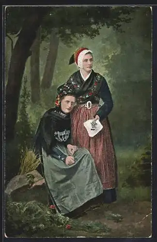 AK Dänische Frauen im Wald