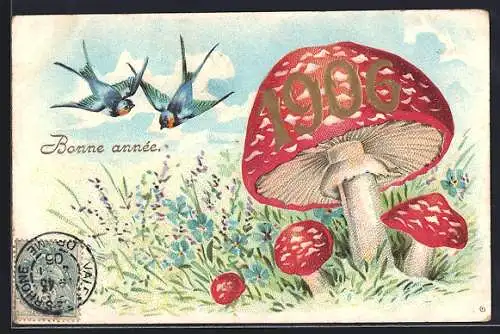 AK Fliegenpilz mit Jahreszahl 1906