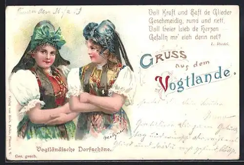 AK Vogtland, Frauen in vogtländischer Tracht