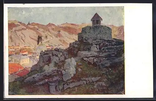 AK Rotes Kreuz Nr.589: Cetinje / Cettigne, Panorama mit königl. Schloss