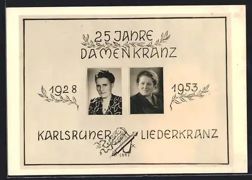 AK Karlsruhe, 25 Jahre Damenkranz 1953