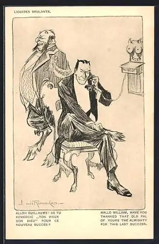 Künstler-AK Louis Raemaekers: Teufel telefoniert mit Kaiser Wilhelm II.