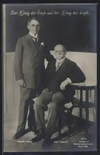 AK Der König der Tiefe & der König der Luft, Kapitän König & Graf Zeppelin