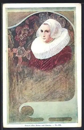 AK Frau in Kleidung früherer Zeit, Jugendstil