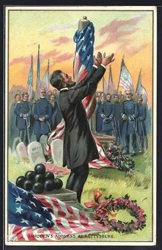 Künstler-AK Lincolns Address at Gettysburg
