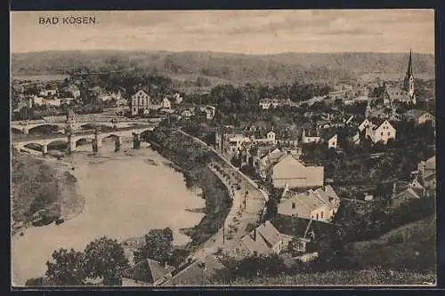 AK Bad Kösen, Ortsansicht mit Brücke und Kirche