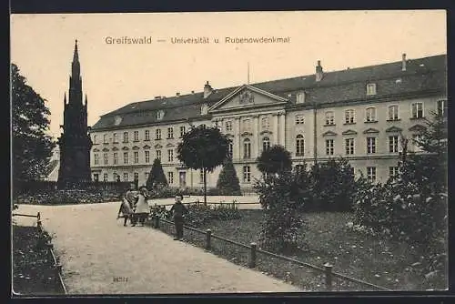 AK Greifswald, Universität und Rubenowdenkmal