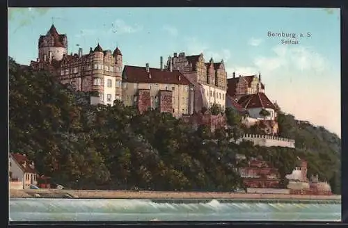 AK Bernburg a. S., Schloss mit Saaleufer