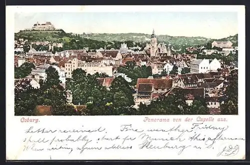 AK Coburg, Panorama von der Kapelle aus
