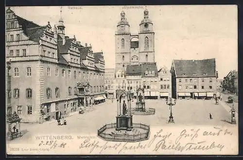AK Wittenberg / Elbe, Marktplatz mit Rathaus und Stadtkirche