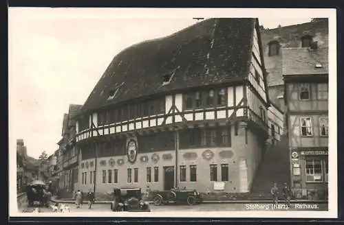 AK Stolberg / Harz, Rathaus mit Geschäften