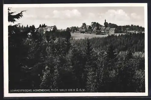 AK Hoheneiche /Thür. Wald, Ortsansicht mit Waldpartie