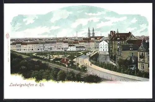 AK Ludwigshafen / Rhein, Ortsansicht mit Bahntrasse