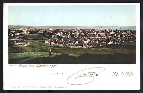 AK Schwenningen / Neckar, Blick über die Dächer