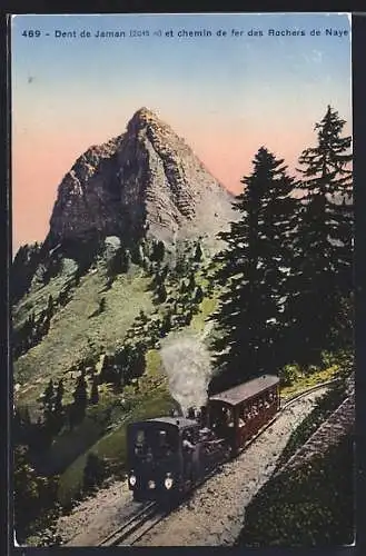 AK Dent de Jaman, Dent de Jaman et chemin de fer des Rochers de Naye, Bergbahn