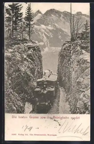 AK Brünigbahn, Zugwagen mit Waggons