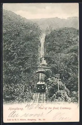 AK Hongkong, View of the Peak Tramway, Bergbahn