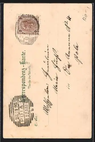 Lithographie Graz, Ansicht der Zahnradbahn auf dem Weg zur Station