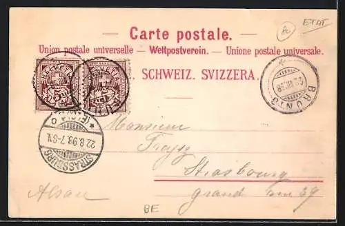 Lithographie Brünig, Kurhaus, Brünig-Strasse, Brünig-Bahn, Bahnhof