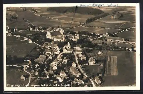 AK Rot / Rot, Teilansicht mit Kloster, Fliegeraufnahme