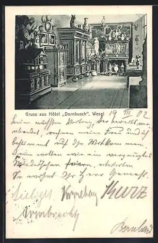 AK Wesel / Rhein, Hotel Dornbusch, Innenansicht