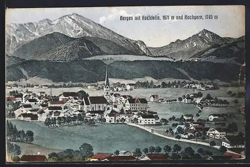 AK Bergen / Hochfelln, Orstansicht mit Hochfelln und Hochgern