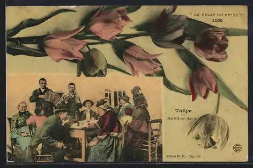 AK Le Velay, Tulipe Amitié constante, Gruppe sitzt zusammen an einem Tisch