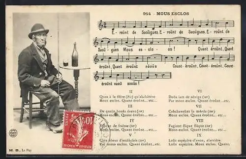 AK Mous Esclos, Liedtext und Musiknoten