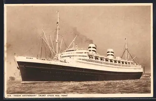 AK Passagierschiff S.S. Nieuw Amsterdam in voller Fahrt
