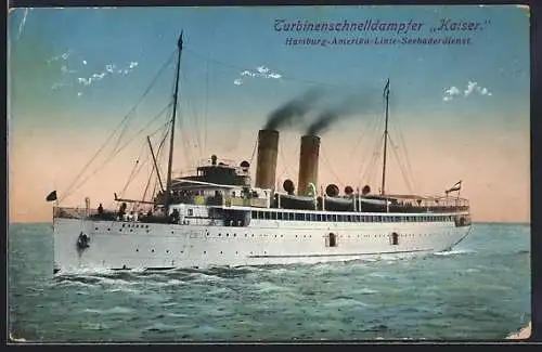 AK Turbinenschnelldampfer - Passagierschiff Kaiser in voller Fahrt