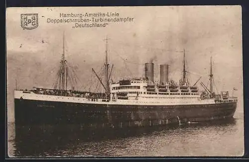 AK Passagierschiff Deutschland mit rauchenden Schloten