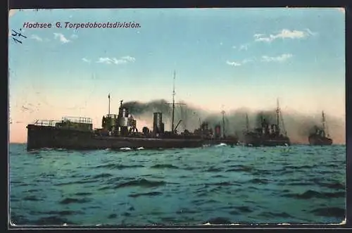 AK Hochsee G. Torpedodivision in Fahrt