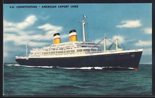 AK Passagierschiff S.S. Constitution in voller Fahrt auf dem Meer, American Export Lines