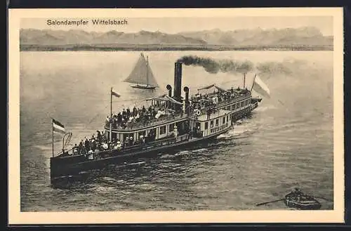 AK Starnberger See, Salondampfer Wittelsbach auf dem See unterwegs