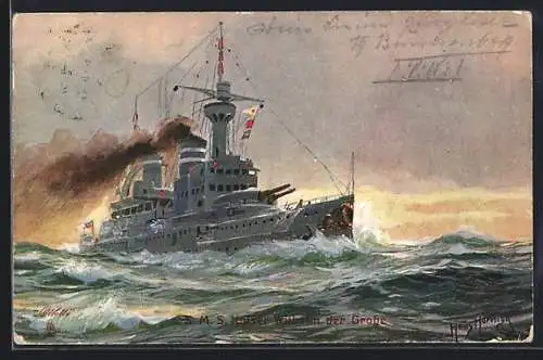 Künstler-AK Kriegsschiff SMS Kaiser Wilhelm der Grosse