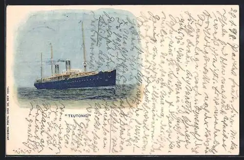 AK Dampfer Teutonic in voller Fahrt