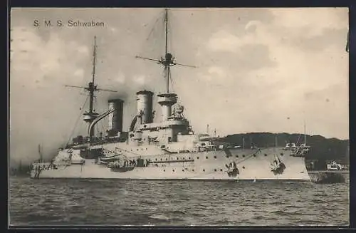 AK Kriegsschiff S.M.S. Schwaben mit Besatzung