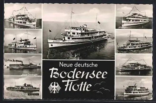 AK Neue deutsche Bodensee-Flotte, u. a. Kempten, Ravensburg, Allgäu