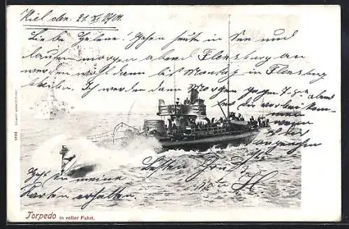 AK Torpedoboot in voller Fahrt
