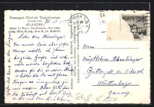 AK Dampfer Flandre in voller Fahrt