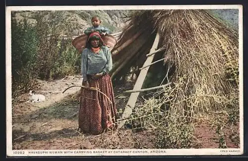 AK Cataract Canyon /Arizona, Havasupai womanwith carrying basket, Indianerin mit Kind