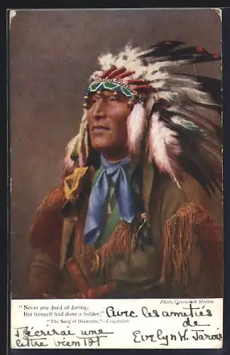 AK Le Scalpeur, Indianer mit Federkopfschmuck