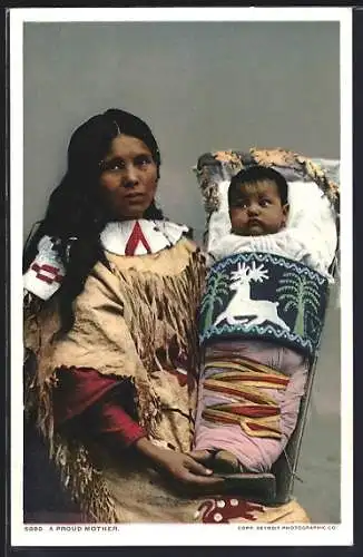 AK A proud Mother, Indianerfrau mit ihrem Baby