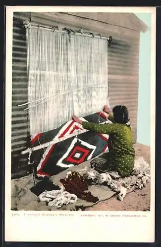 AK A Navajo Blanket Weaver, Indianische Teppichweberin