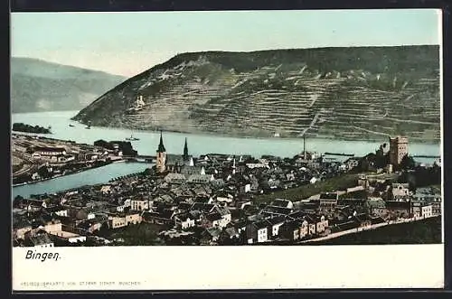 AK Bingen / Rhein, Ortsansicht mit Flusspartie