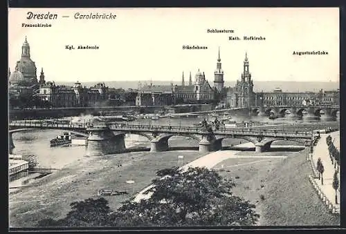 AK Dresden, Altstadt mit Kgl. Akademie, Schlossturm und Ständehaus