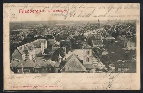 AK Friedberg / Hessen, Totalansicht vom Adolfsturm